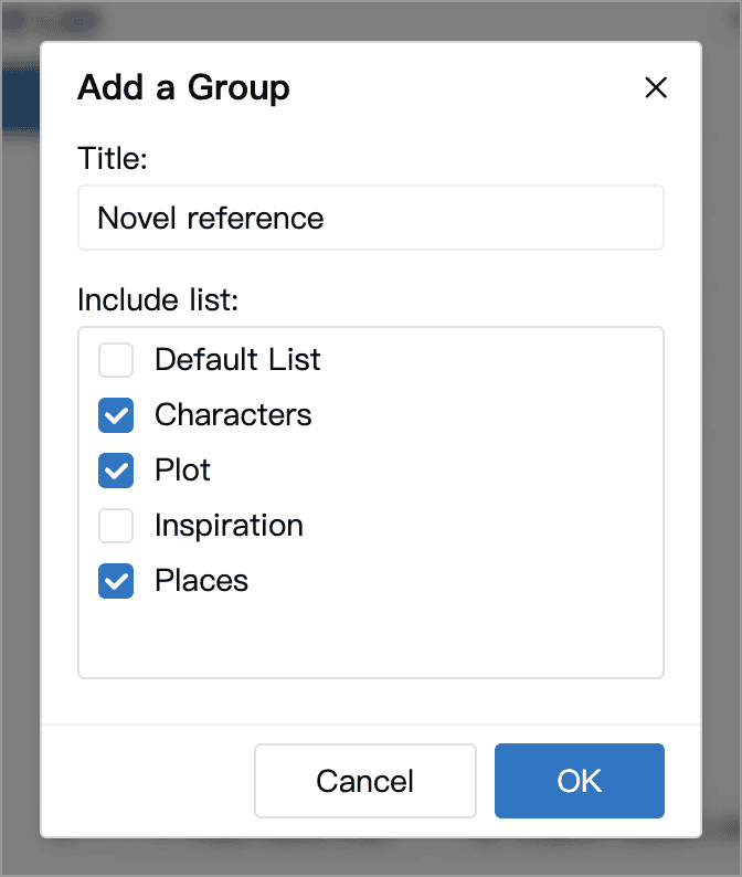 Group name and included lists