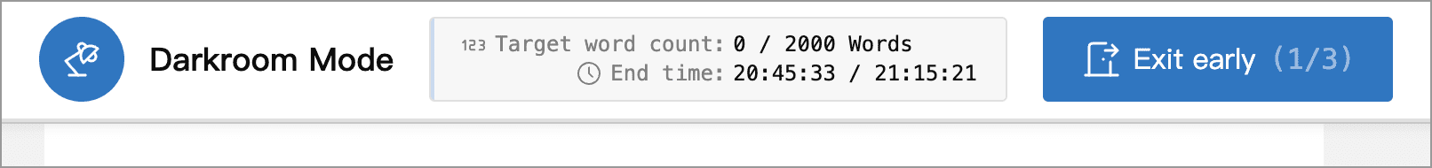 The Exit early button in the top progress bar