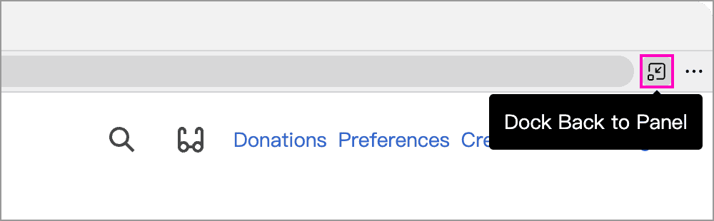 Dock Back to Panel in the separate webpage window