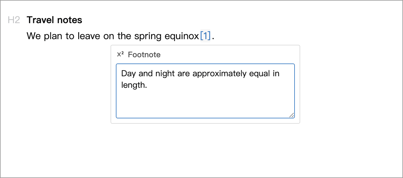 Edit text attached to a footnote marker