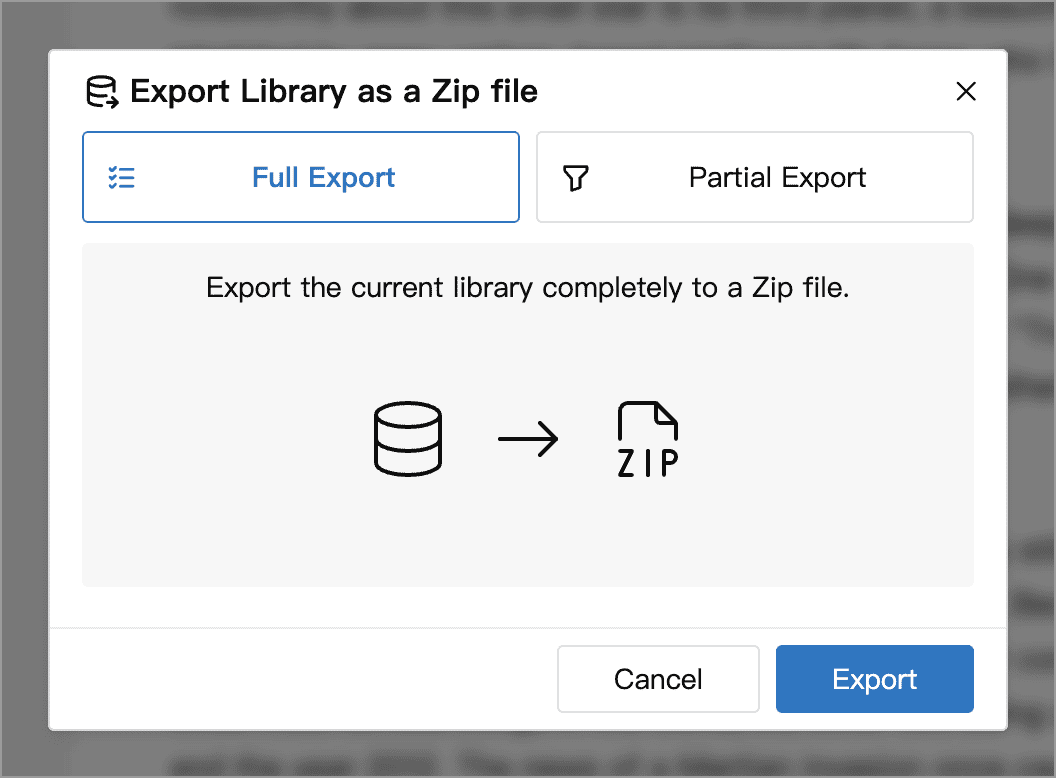 Full Library export