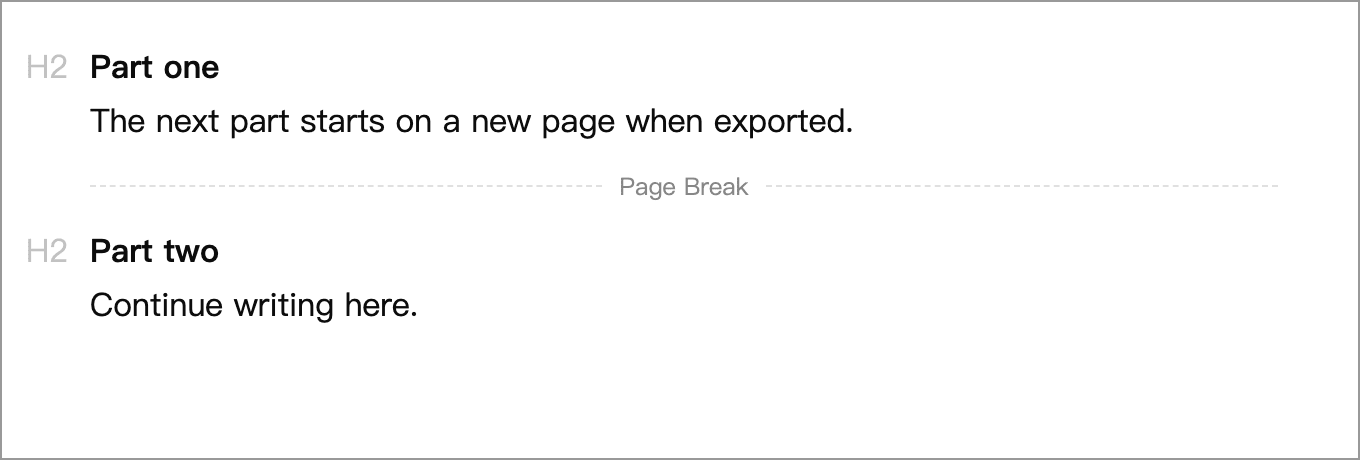 Page break in the document