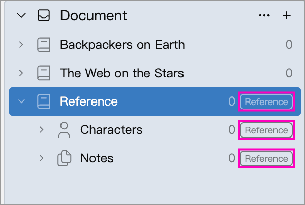 Reference tags in the directory tree