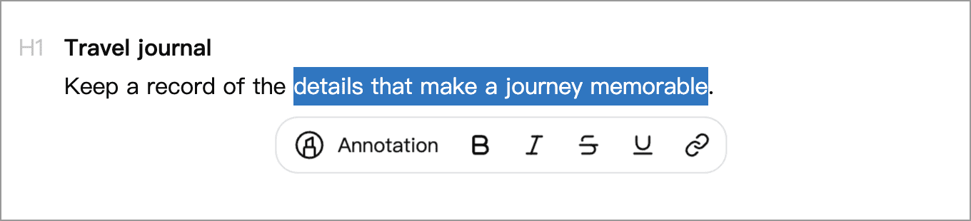 Floating toolbar for selected text