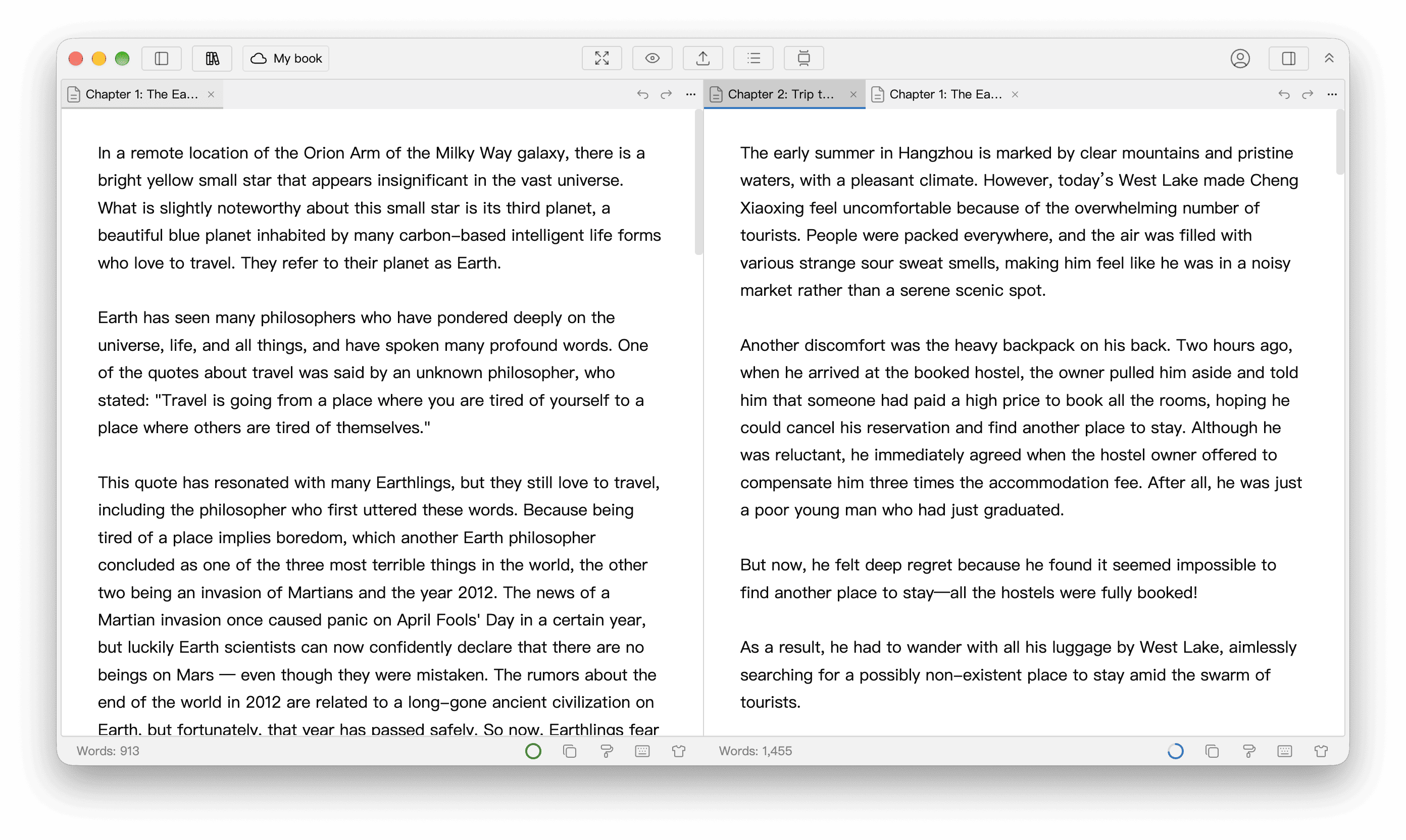 Separate tab bars in split view